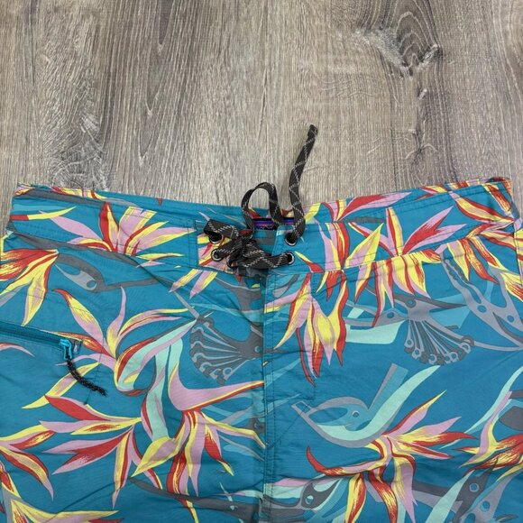 Patagonis Mens Teal Blue Worn Wear-M's Printed Wavefarer Board Shorts Size 32 - Picture 6 of 9